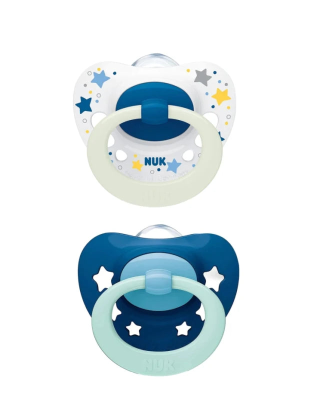 NUK Signature 6-18 months Night Soothers 2pk Assorted