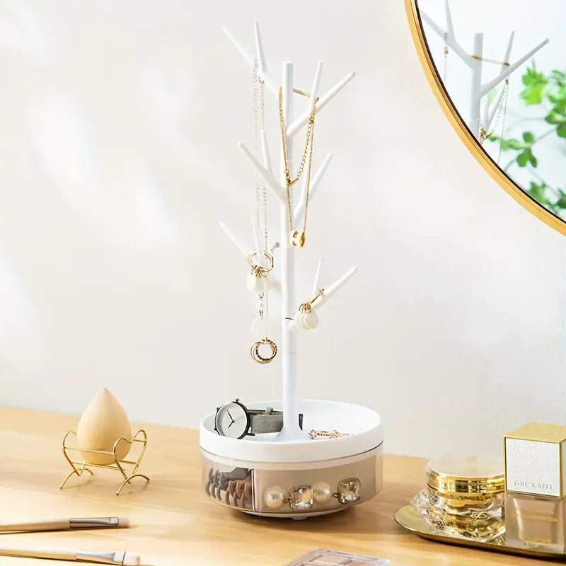 360-Degree Rotating Jewelry Organizer - Necklace & Earring Display Stand