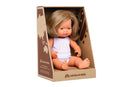 Miniland Baby Doll Caucasian Dark Blonde Girl 38cm RRP $89.99