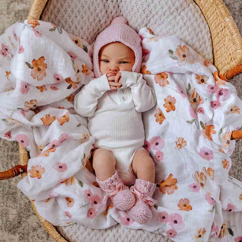 Snuggle Hunny | Pink Merino Wool Bonnet & Booties