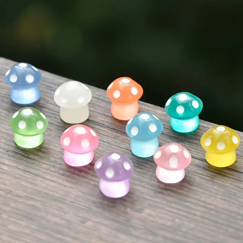 Enchanted Glow-in-the-Dark Mini Mushroom Figurines