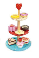 Le Toy Van 3 Tier Cake Stand Set with Wooden Desserts RRP $59.99
