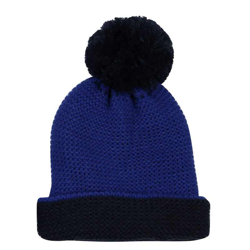 Foote Street |  Blue Two Tone Beanie with pom pom