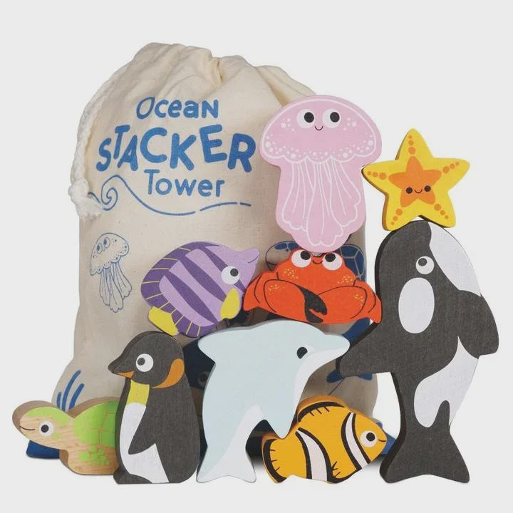 Le Toy Van Petilou Ocean stacker Tower & Bag RRP $54.99
