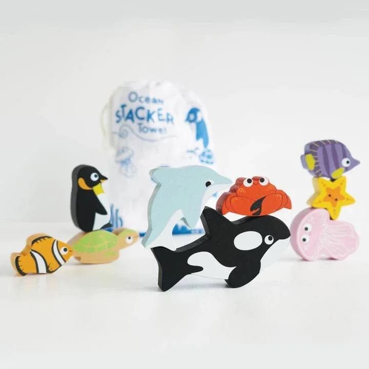 Le Toy Van Petilou Ocean stacker Tower & Bag RRP $54.99