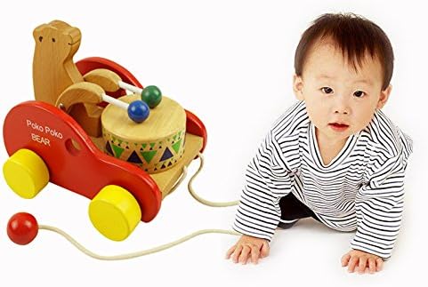 Poko Bear Drummer Car Toy Wooden Push Pull Toys