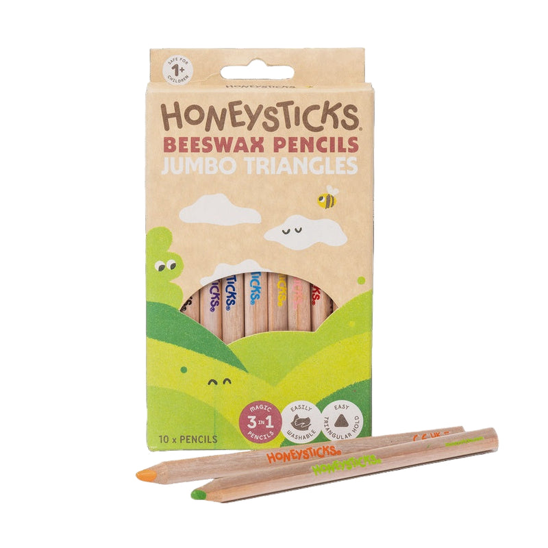Honeysticks Beeswax Pencils Jumbo Triangles 10pk