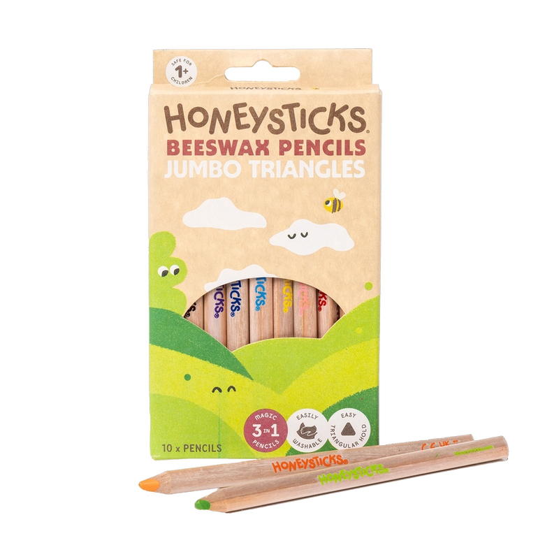Honeysticks Beeswax Pencils Jumbo Triangles 10pk