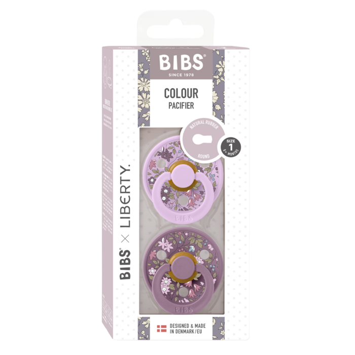 Bibs Pacifier | Liberty Round-Natural Rubber-Chamomile Violet