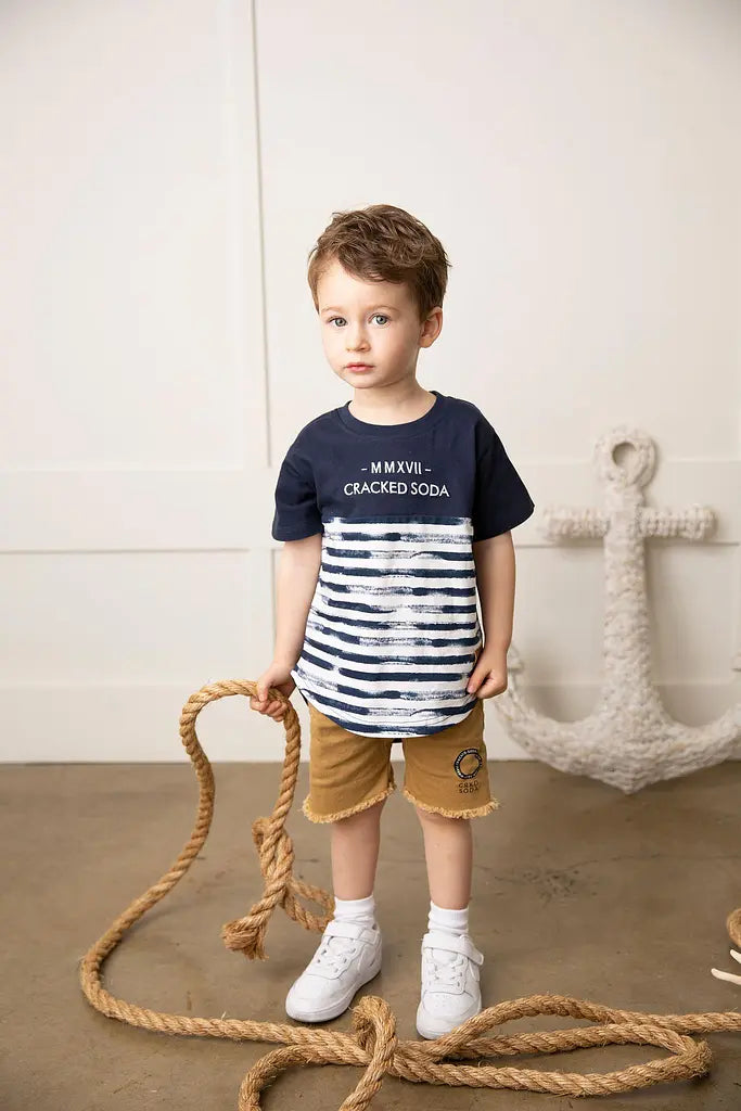 Cracked Soda | Luca Tee Navy Stripe -Baby