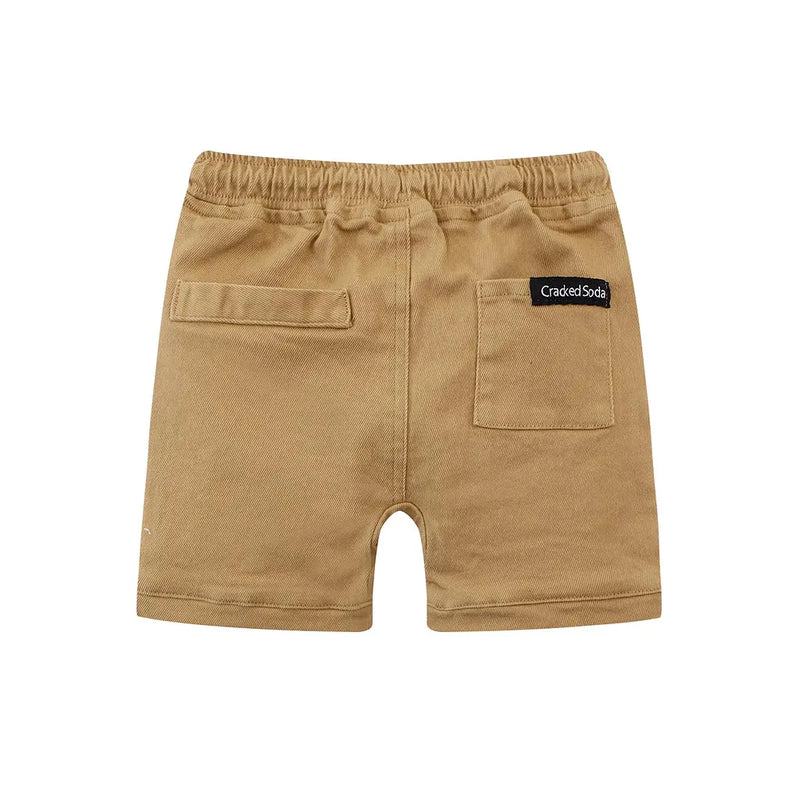 Cracked Soda | Knox Embossed Denim Short Tan-Baby