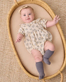 Quincy Mae | Collared Romper French Floral - Natural