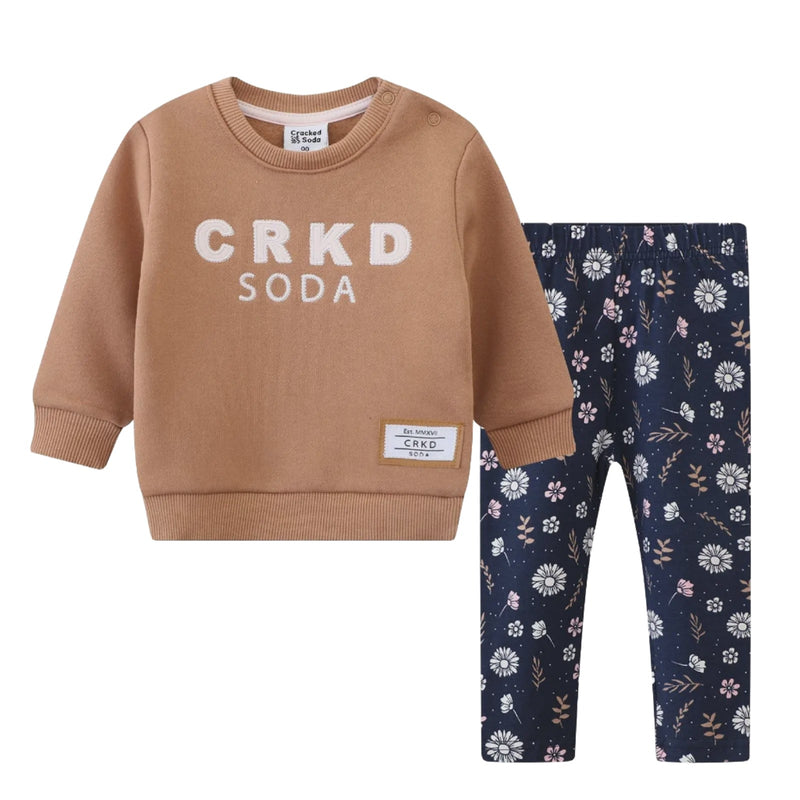 Cracked Soda | Indigo Floral Crew/Legging Set - Cinnamon RRP $59.99