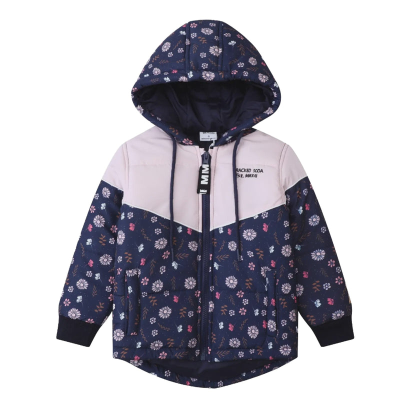 Cracked Soda | Indigo Floral Puff Jacket