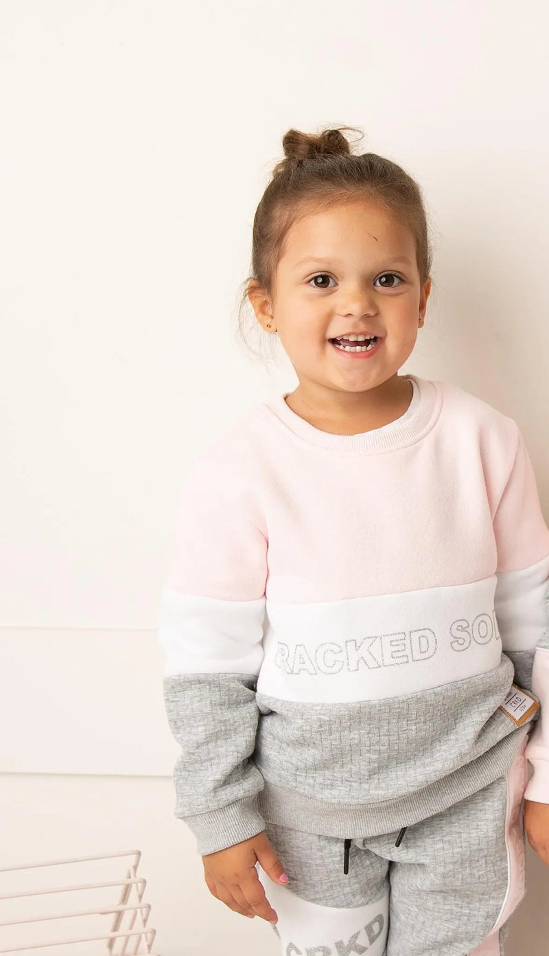 Cracked Soda | Lexi  Baby Girl Detailed Crew - Pink
