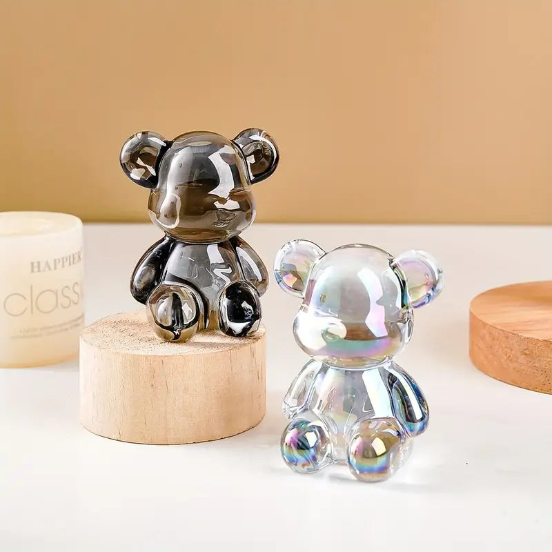 Chic Crystal Glass Bear Figurine - Multicoloured