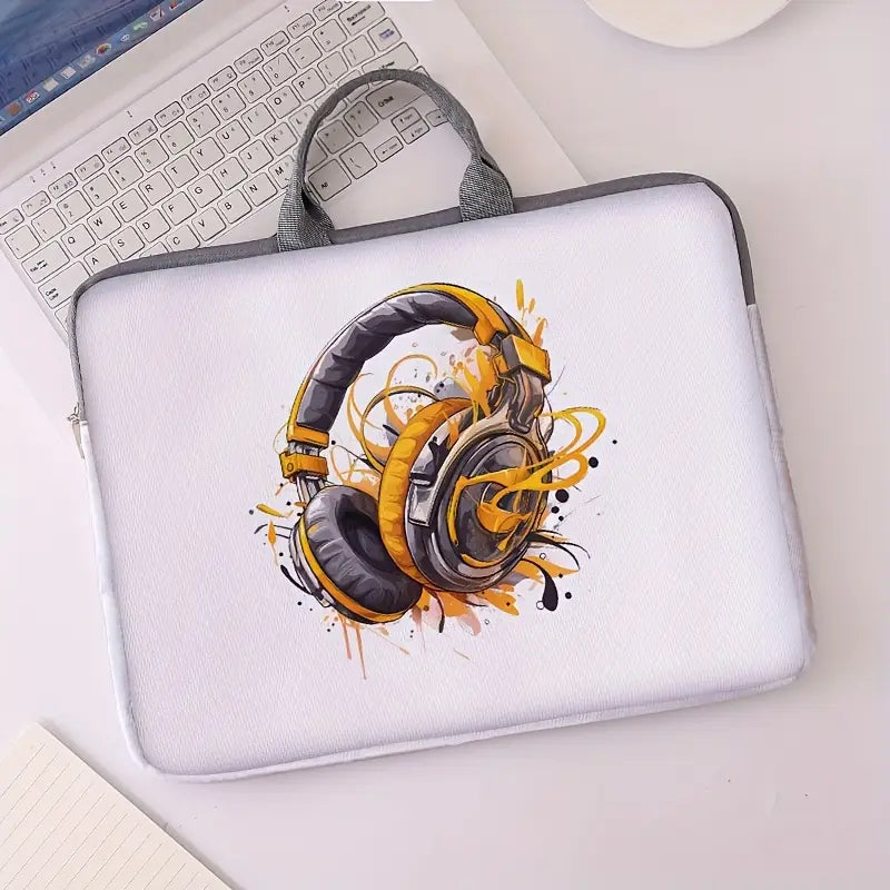 Cartoon Headphone Print Laptop Bag