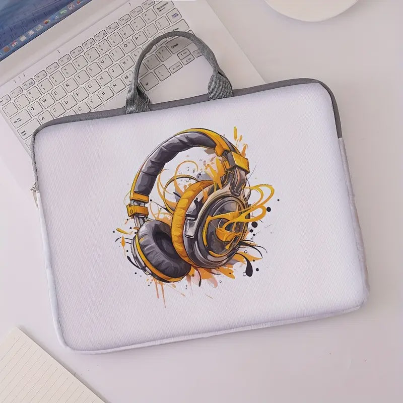 Cartoon Headphone Print Laptop Bag