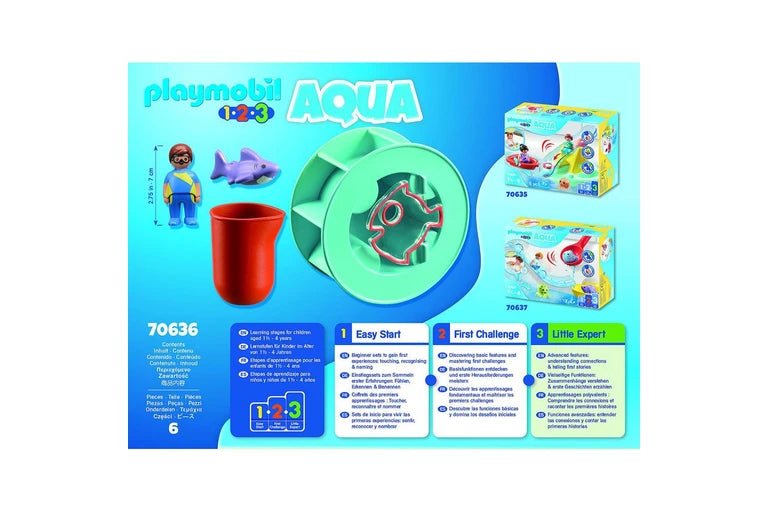 Playmobil 1.2.3 Aqua - Water Wheel with Baby Shark