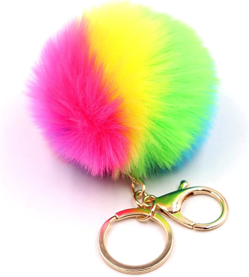 Rainbow Pom Pom Ball Key Chain $3.99