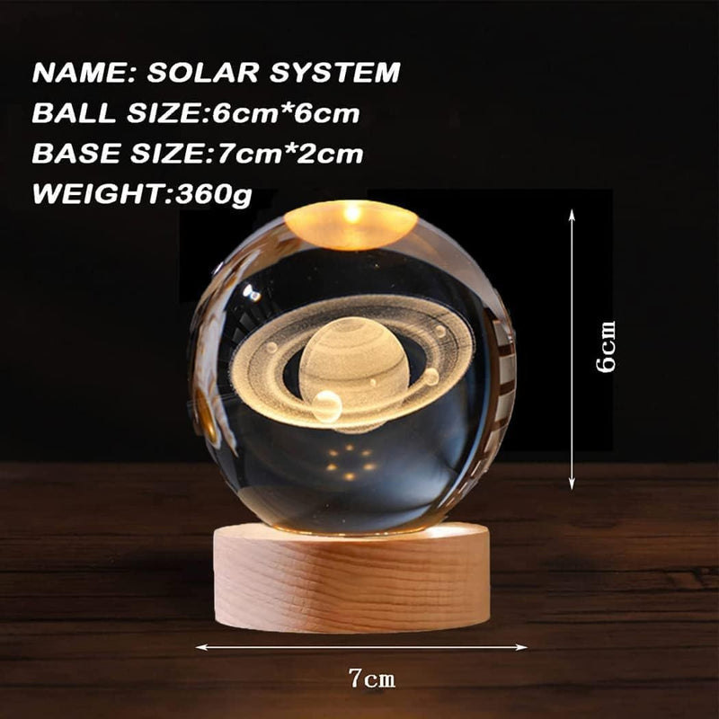 3D Crystal Ball Night Light - Planet