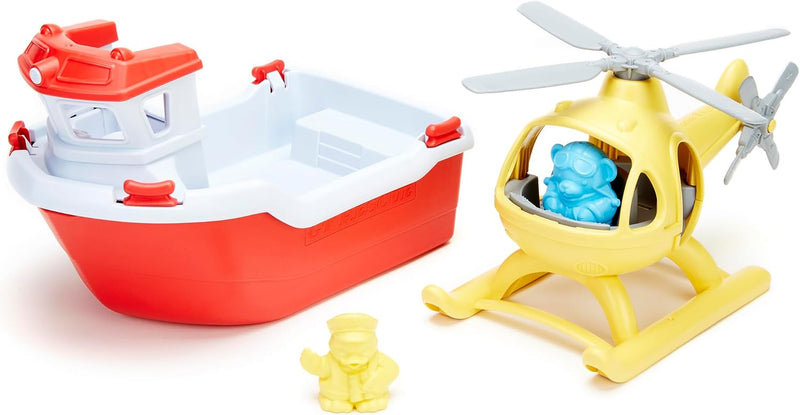 Green Toys - Rescue Boat and Helicopter