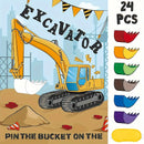 Construction Party Game - 24pcs Pin the Bucket on The Excavator Game Set