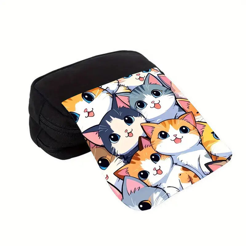 Whimsical Cat Print Double-Layer Pencil Case