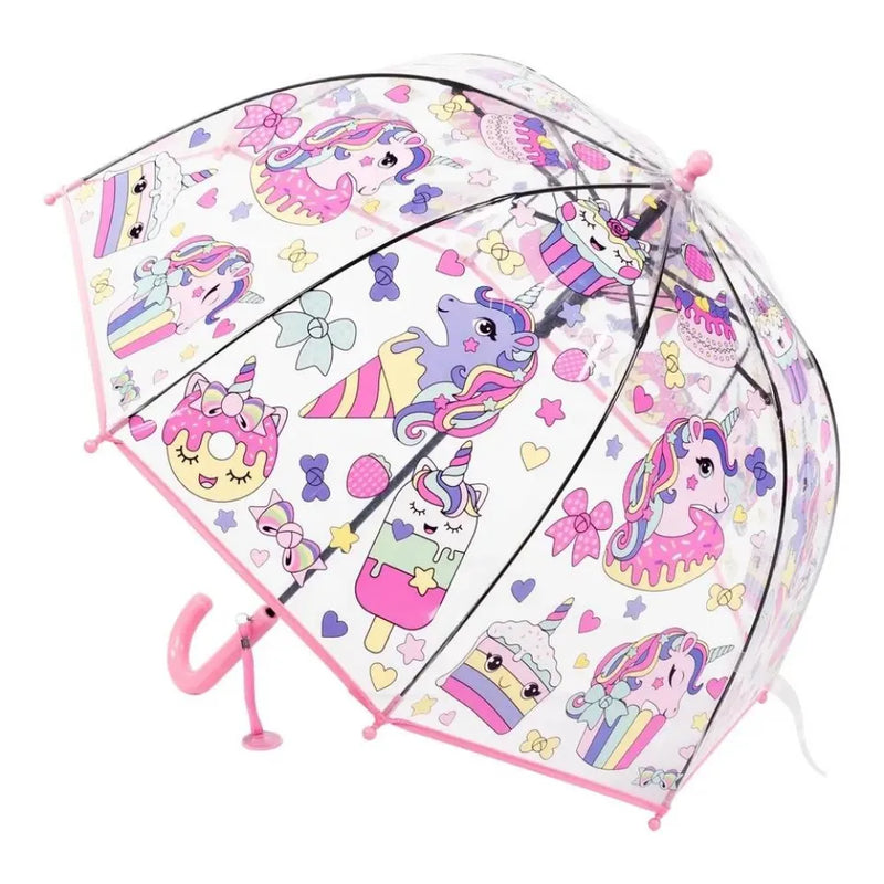 Children's Manual Dome Umbrella 74cm Asstd Designs - Unicorn