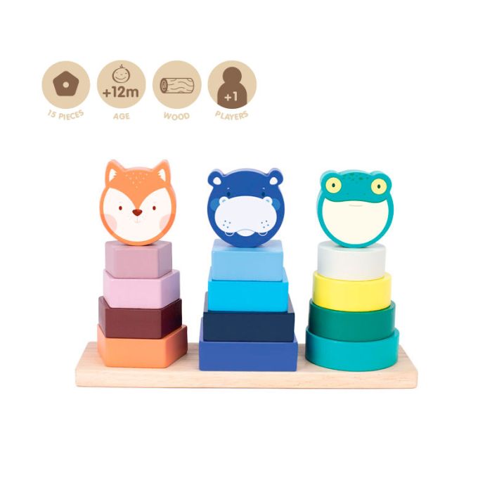 Milan | Animal Towers stacking wooden educational toy