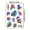 12pcs Glitter Temporary Tattoo Stickers, Cartoon Motorcycle Series