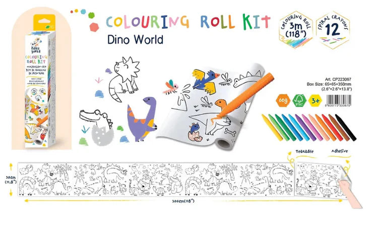 HAKU YOKA | Colouring Roll Kit Dino World