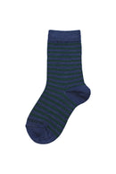 Columbine | Merino crew sock-Stripe Denim/Forest Green