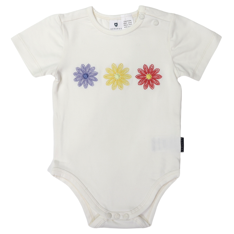 Korango | Flower Appliqued Bodysuit-Cream