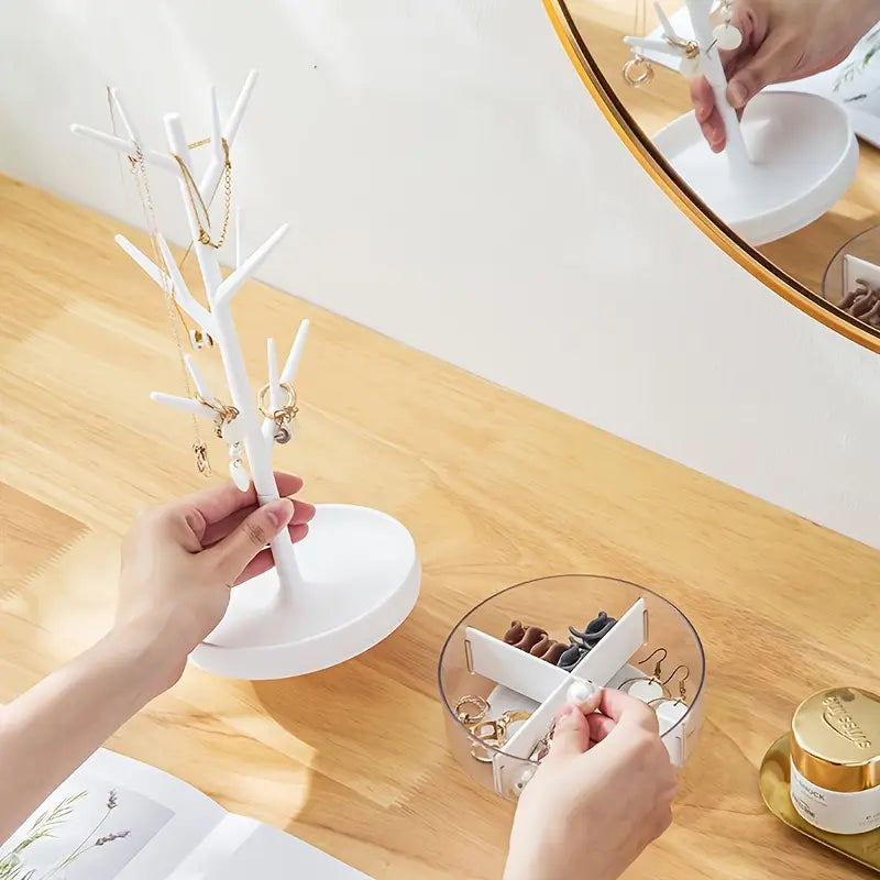 360-Degree Rotating Jewelry Organizer - Necklace & Earring Display Stand