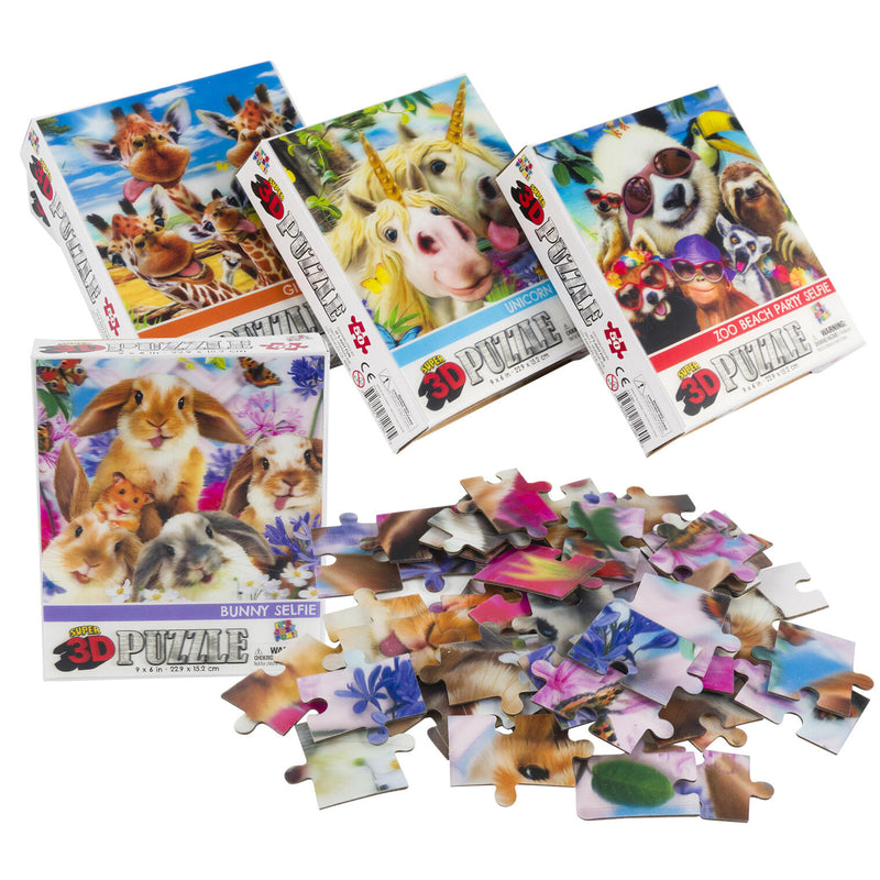 50pc 3D Animal Selfies Puzzles - Assorted