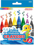 BAZIC 8 Colour Washable Premium Jumbo Crayons
