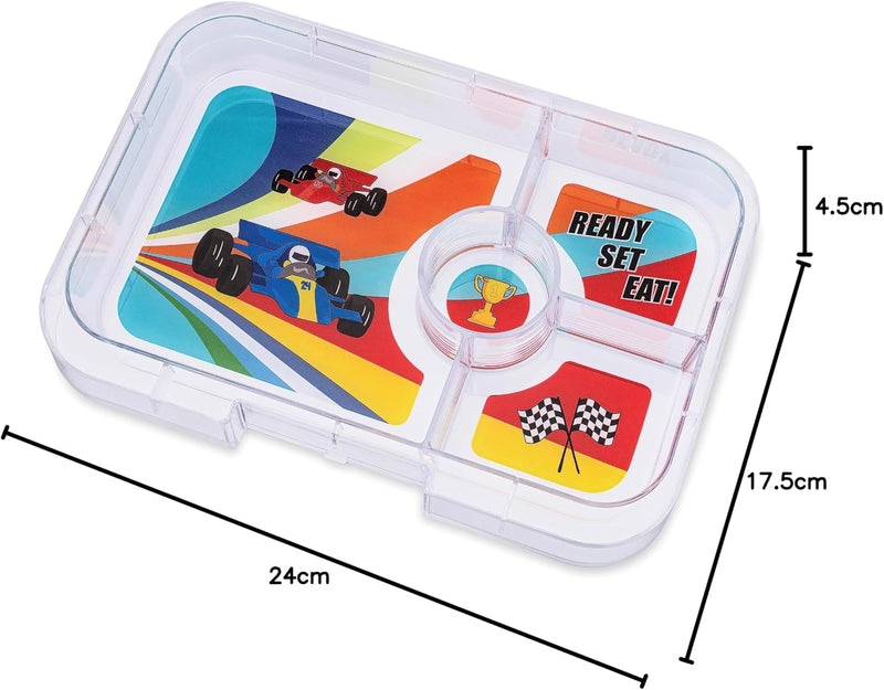 Yumbox Tapas Size - 4 Compartment  Bento Lunch - Race cars