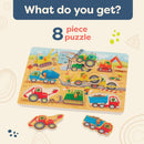 B. Wooden Puzzle -Peek & Explore - Construction Trucks
