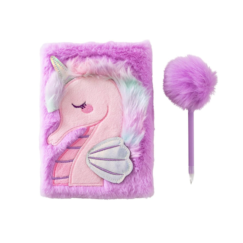 Mad Ally Notebook & Fluffy Pen Set - Mermaid Seahorse