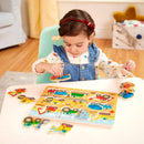 B. Wooden Puzzle -Peek & Explore - Construction Trucks