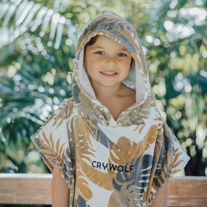 Crywolf | Hooded Beach Towel-Tan Monstera