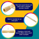 Natural Wooden Ribbed T-shaped Sound Tube Instrument