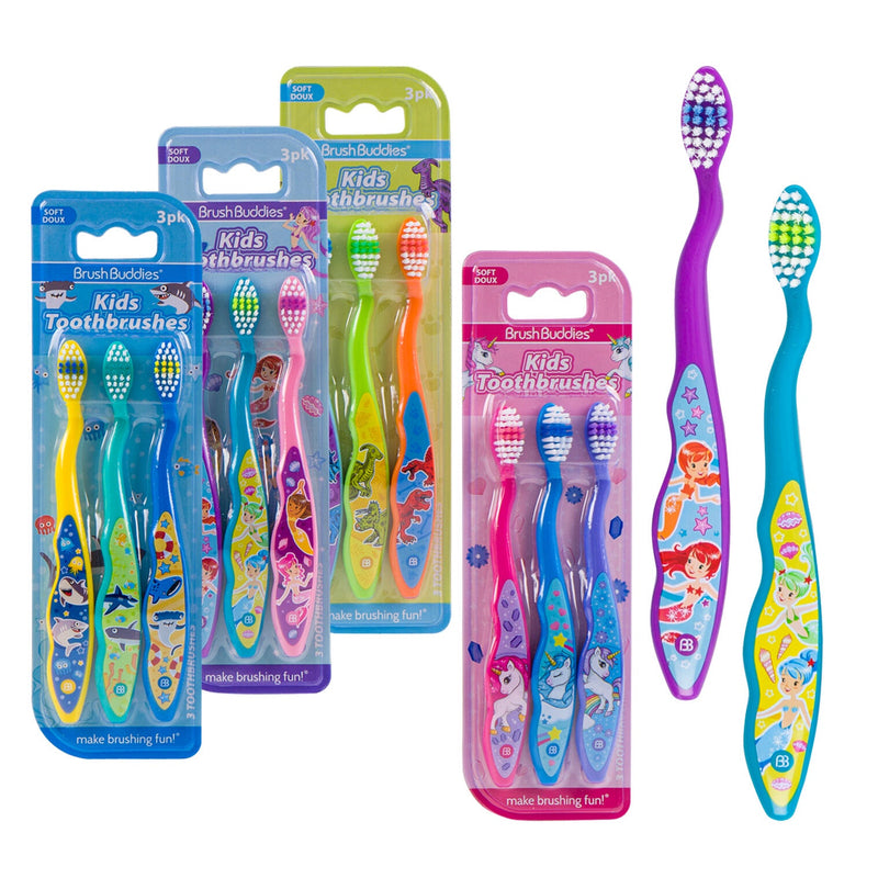 Brush Buddies 3pk of Assorted Kids Soft Toothbrushes