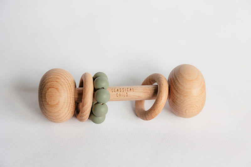 Classical Child | Wooden Beech Rattle - Asstd Colours