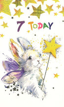 7 Today girl's Birthday Card - Bunny
