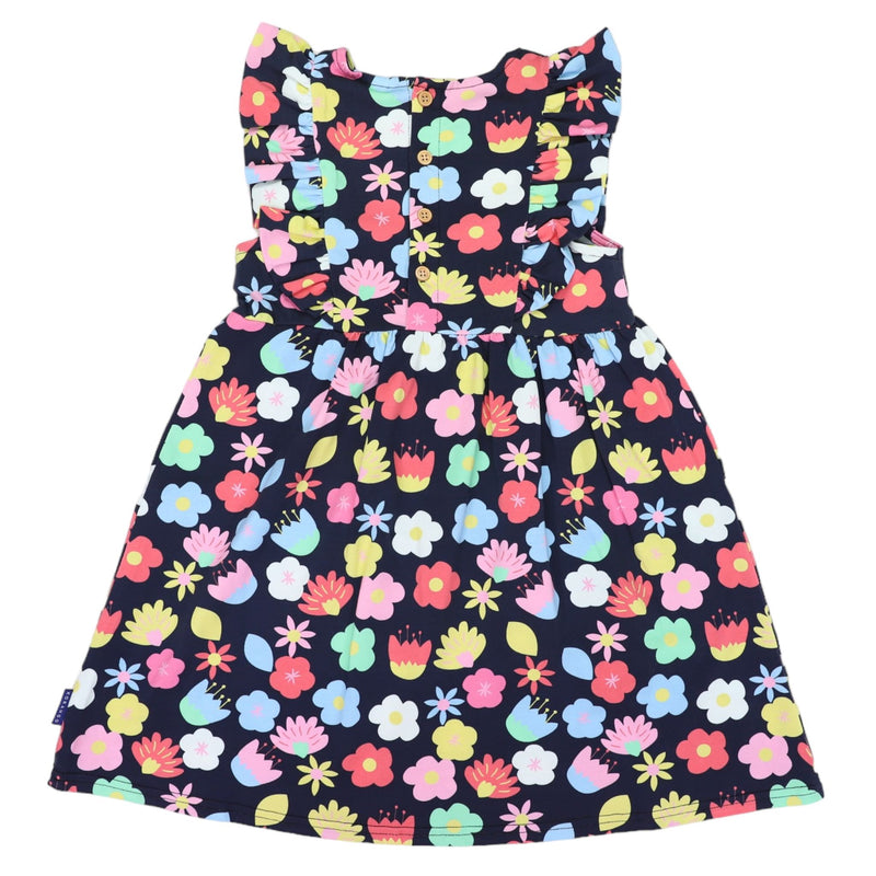 Korango | Flower Print Frill Dress Navy