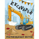 Construction Party Game - 24pcs Pin the Bucket on The Excavator Game Set