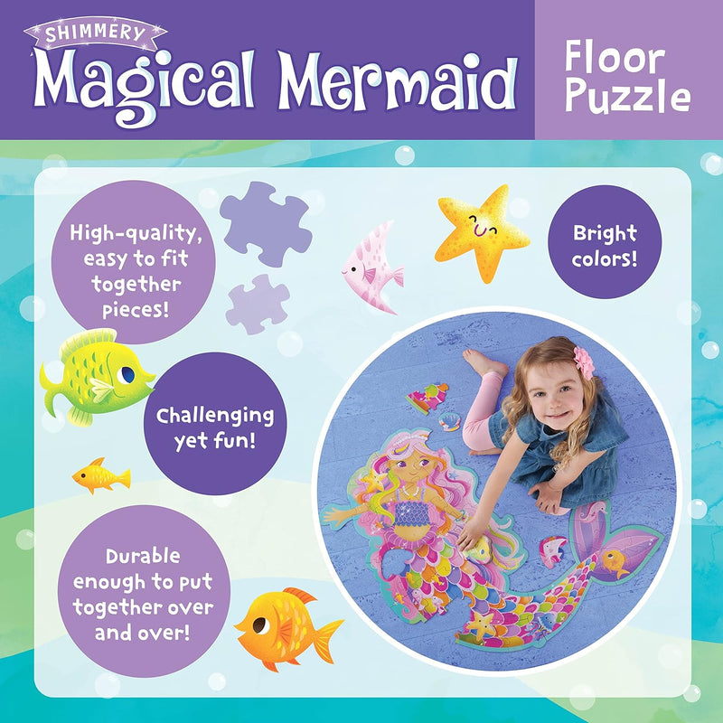 Peaceable Kingdom Shimmery Magical Mermaid Floor Puzzle