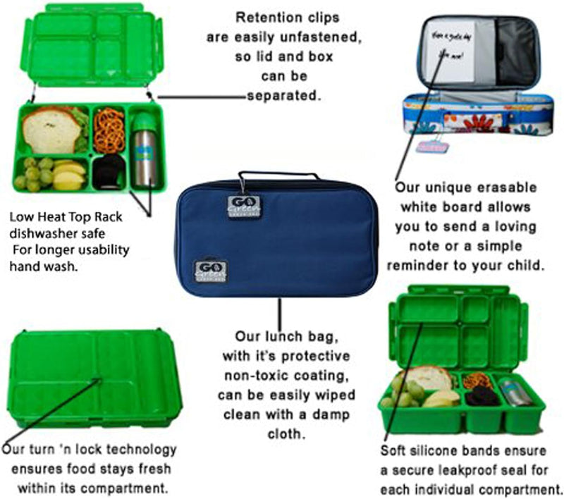 Lunch Go green | Box Set With 5 Compartment Leak-Proof Bento Lunch Box